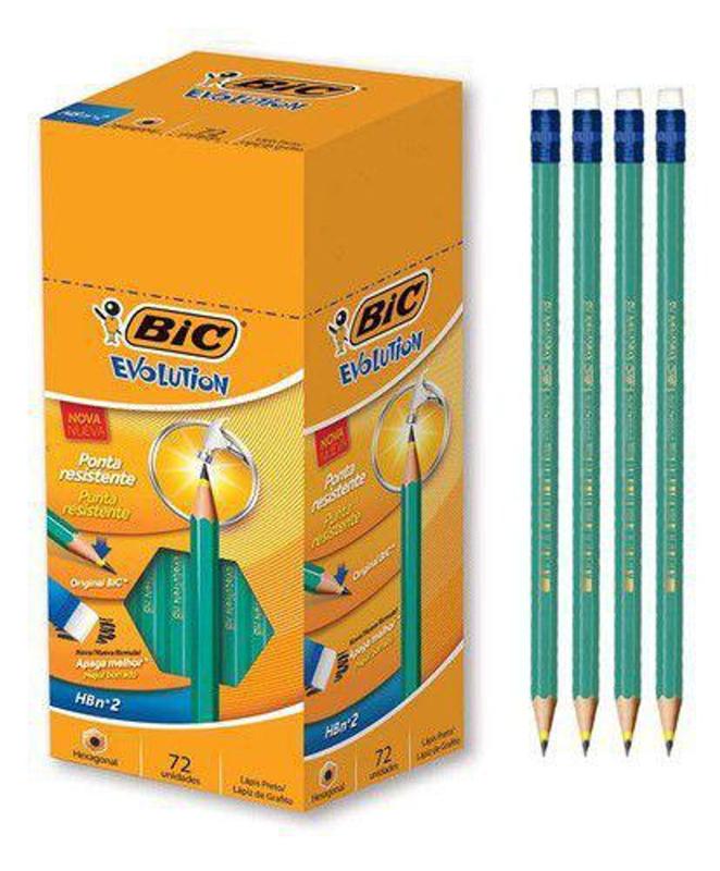 Lápis Preto Sextavado Hb N2 Com Borracha Caixa Com 72 Un. - Bic